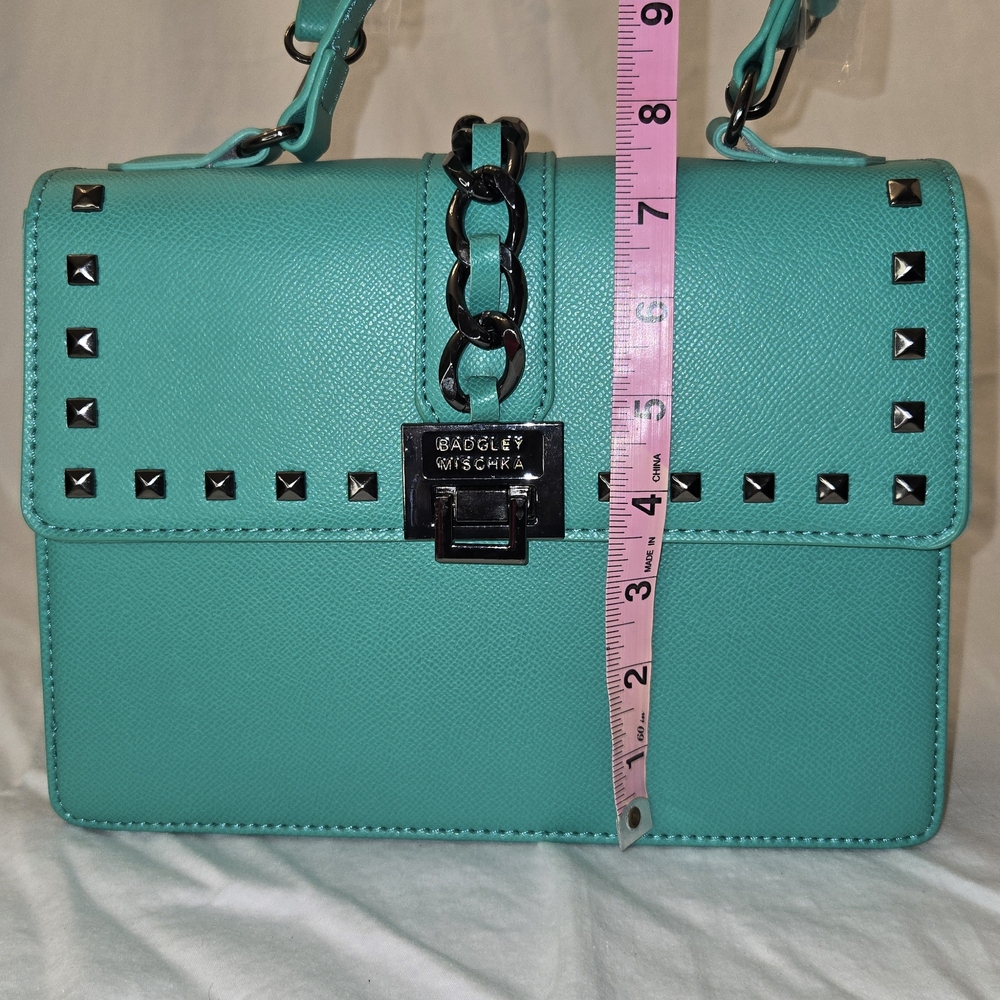 Badgley Mischka Green Studded Crossbody Bag